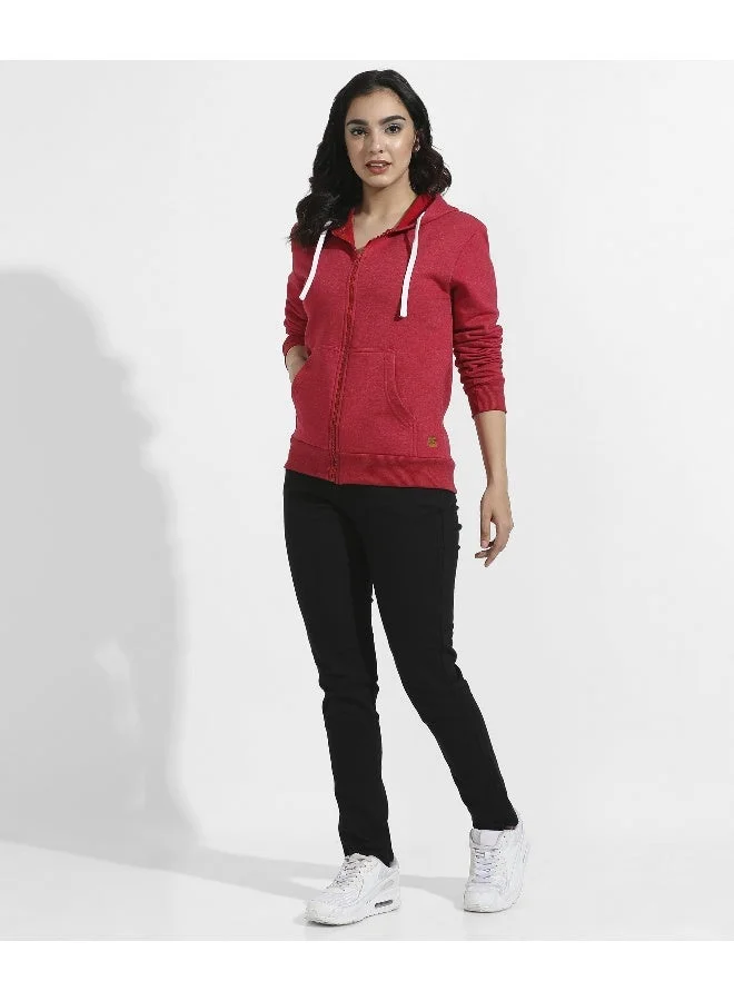 Pinacolada  Women's Red Zip-Front Hoodie With Insert Pocket for Women | Best Price UAE