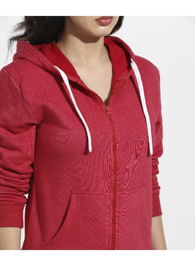 Pinacolada  Women's Red Zip-Front Hoodie With Insert Pocket for Women | Best Price UAE
