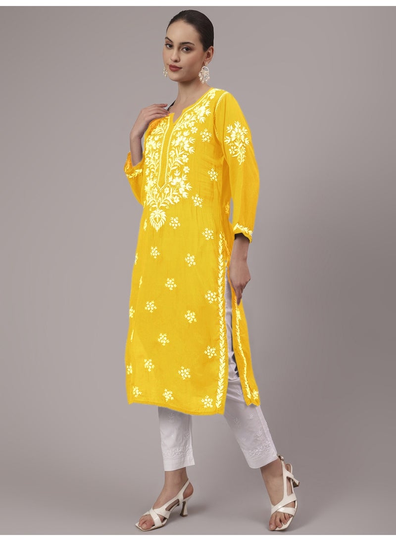 Alaya Hand Embroidered Chikankari Modal Kurta-AL4059 - Image 4