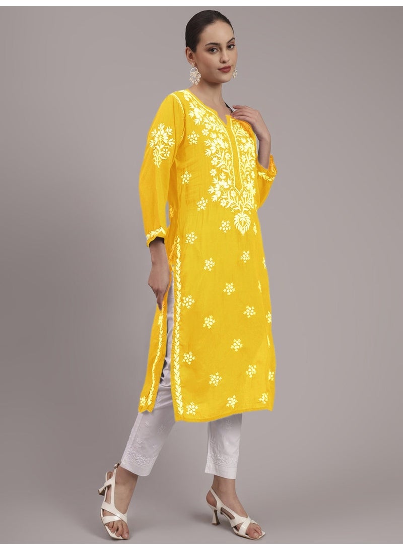 Alaya Hand Embroidered Chikankari Modal Kurta-AL4059 - Image 3