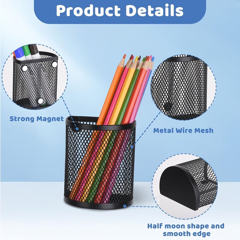Magnetic Pen Holder 1pc For Refrigerator Home School Office Black - Image 4