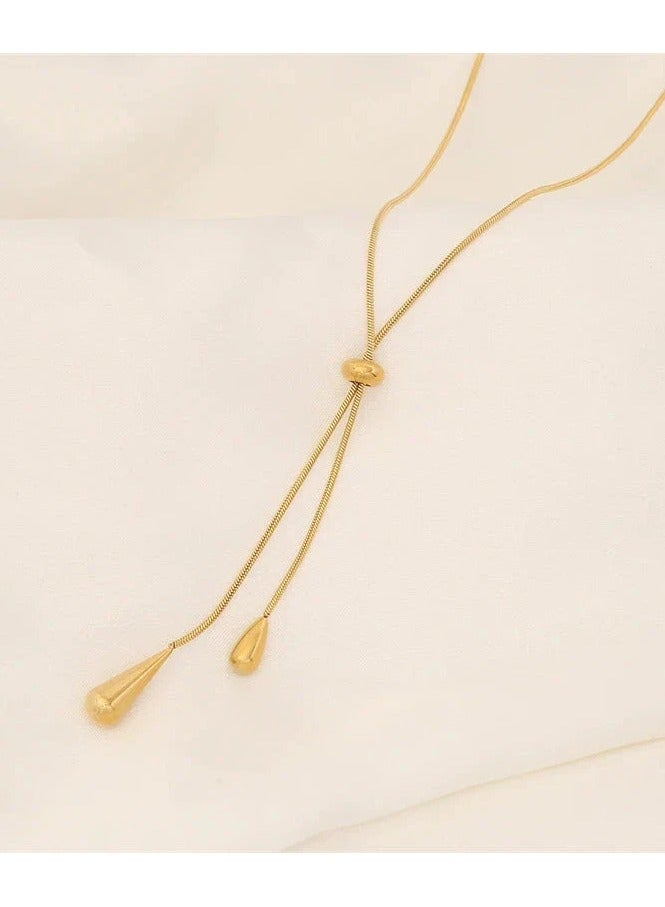 Rwnq Elegant Stainless Steel Water Drop Design Necklace - Adjustable necklace with a delicate water drop design - Perfect for everyday wear, gifts, and special occasions - Necklace - Women's Accessories - Stainless Steel Necklace - Necklace for Women  - Image 4