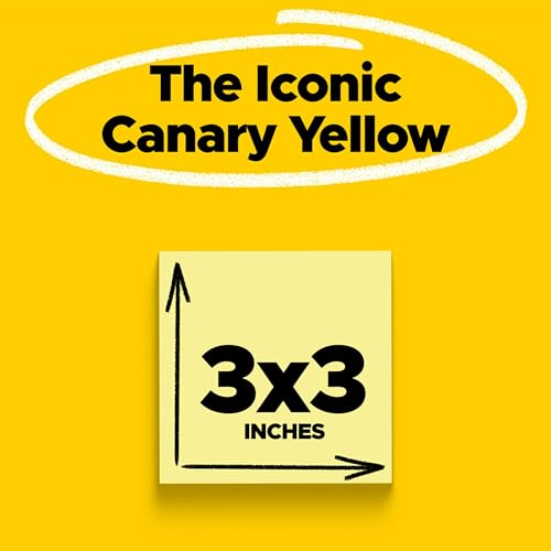 Post It Post-it 100% Recycled Paper Super Sticky Notes, 2X The Sticking Power, 3x3 in, 5 Pads, 70 Sheets/Pad, Canary Yellow (654R-5SSCY) - Image 2
