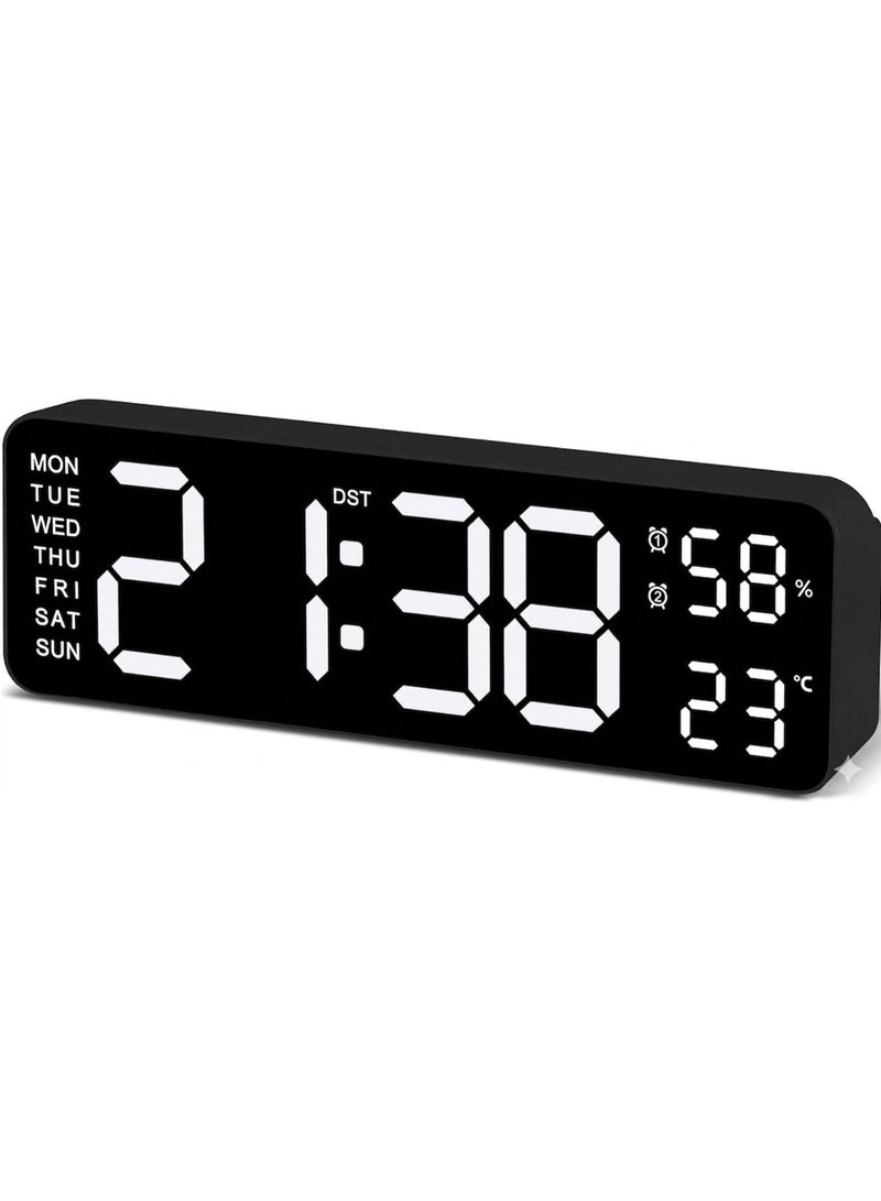 LED Digital Clock Dual Alarm Clock with Auto Dimming – Bedroom Wall/Desk Clock – Temperature and Humidity Display – Clear Numbers for Seniors and Children - Image 1