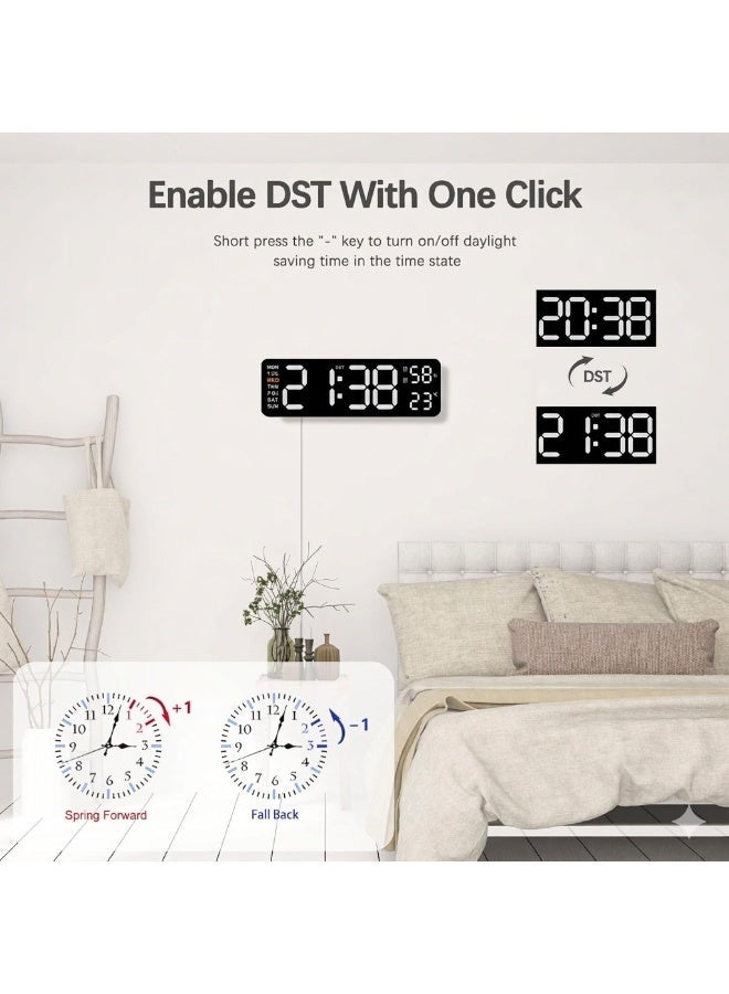 LED Digital Clock Dual Alarm Clock with Auto Dimming – Bedroom Wall/Desk Clock – Temperature and Humidity Display – Clear Numbers for Seniors and Children - Image 5