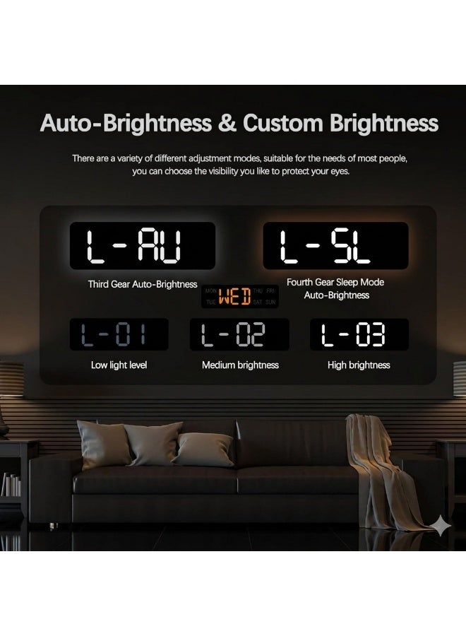 LED Digital Clock Dual Alarm Clock with Auto Dimming – Bedroom Wall/Desk Clock – Temperature and Humidity Display – Clear Numbers for Seniors and Children - Image 4