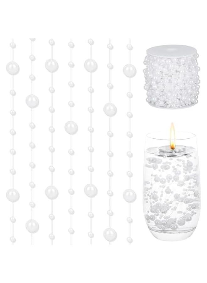 Arabest Artificial Pearl Garland, 98 Feet White Bead String for Floating Candle, Faux Pearls Bead String for Vases Filler Wedding Centerpiece Party  Home Decor  - Image 1