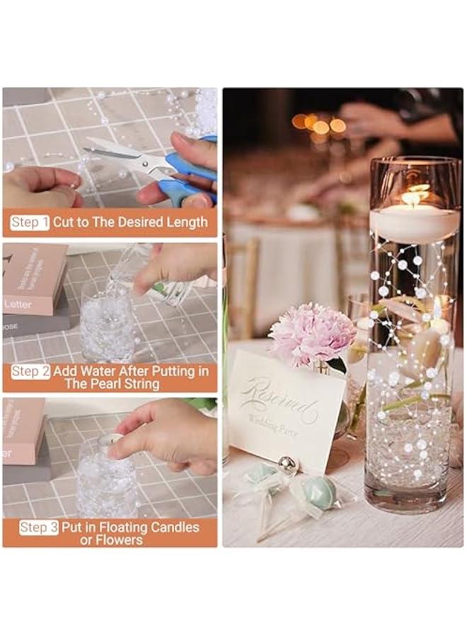 Arabest Artificial Pearl Garland, 98 Feet White Bead String for Floating Candle, Faux Pearls Bead String for Vases Filler Wedding Centerpiece Party  Home Decor  - Image 3