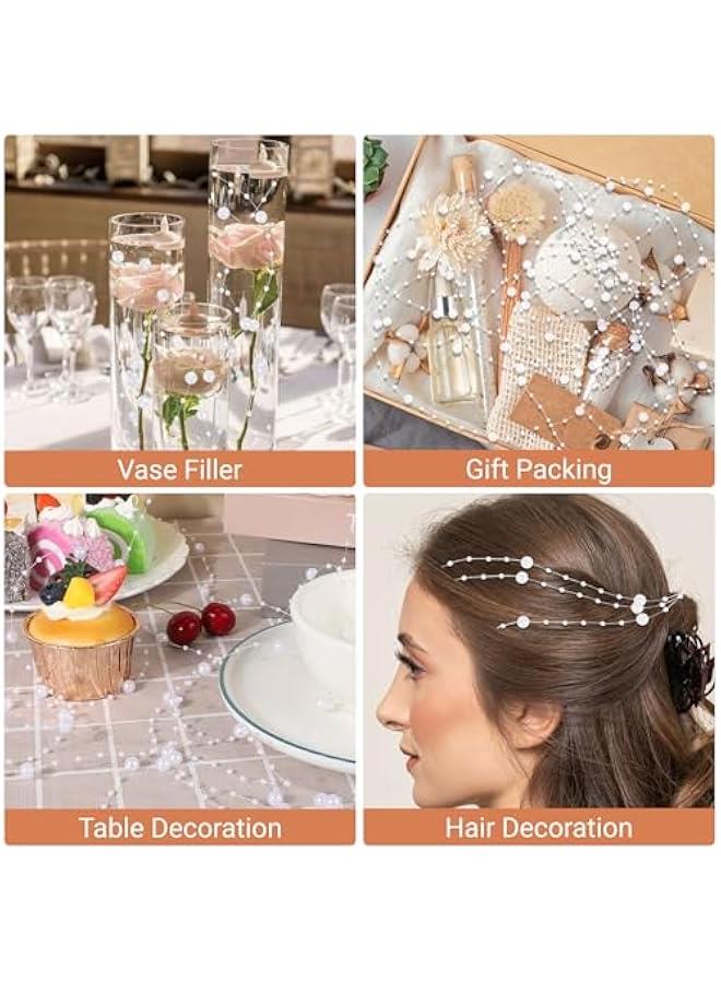 Arabest Artificial Pearl Garland, 98 Feet White Bead String for Floating Candle, Faux Pearls Bead String for Vases Filler Wedding Centerpiece Party  Home Decor  - Image 5