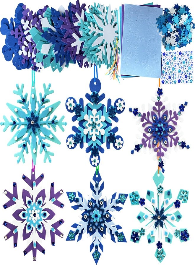 MLOLM 30 Sets Winter Snowflake Crafts Kit DIY 3D Snowflake Ornament Craft Kits Make Your Own Snowflake Sticker for Winter Christmas Holiday Frozen Home Activities Party Favors - Image 1