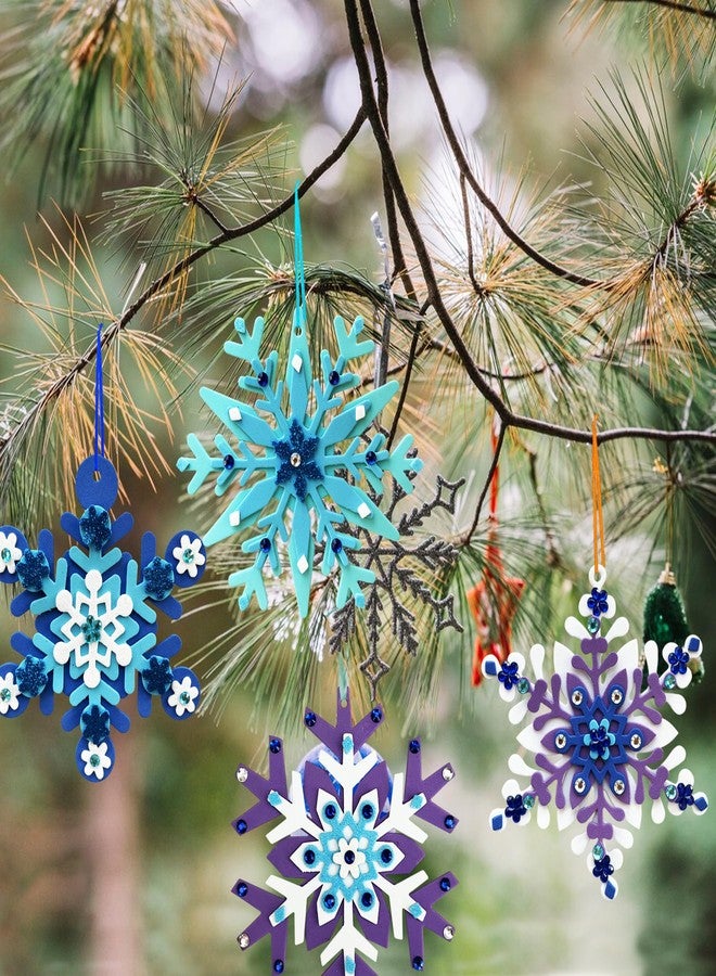 MLOLM 30 Sets Winter Snowflake Crafts Kit DIY 3D Snowflake Ornament Craft Kits Make Your Own Snowflake Sticker for Winter Christmas Holiday Frozen Home Activities Party Favors - Image 2