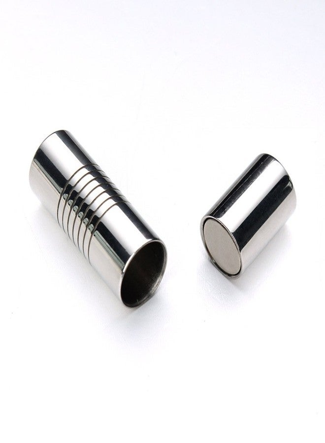 Linsoir Beads 316 Stainless Steel Hole Size 3mm Magnetic Clasp Magnetic Closure Cylinder Shell for Leather Bracelet and Cord 5 Sets - Image 1