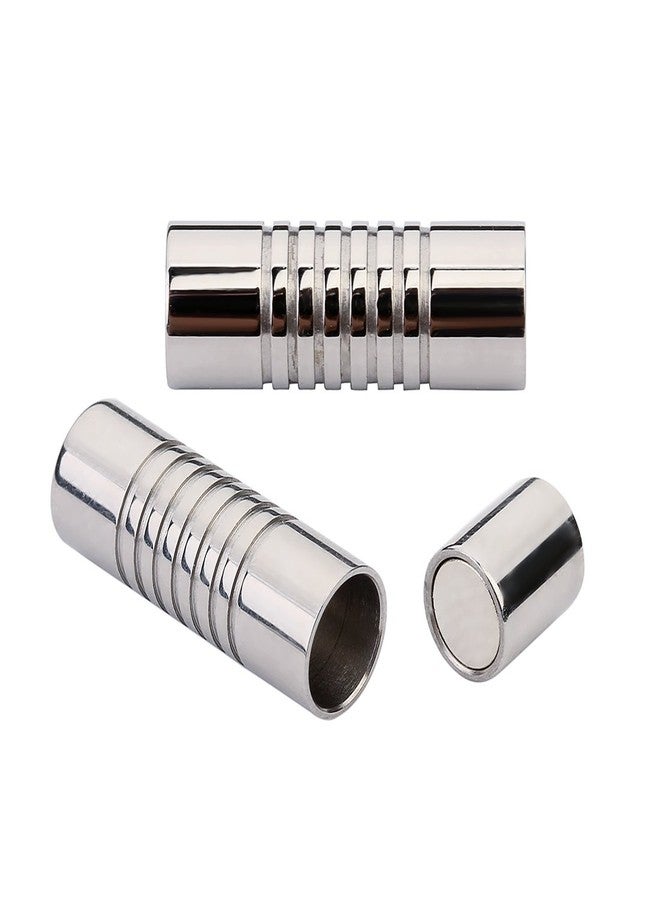 Linsoir Beads 316 Stainless Steel Hole Size 3mm Magnetic Clasp Magnetic Closure Cylinder Shell for Leather Bracelet and Cord 5 Sets - Image 4