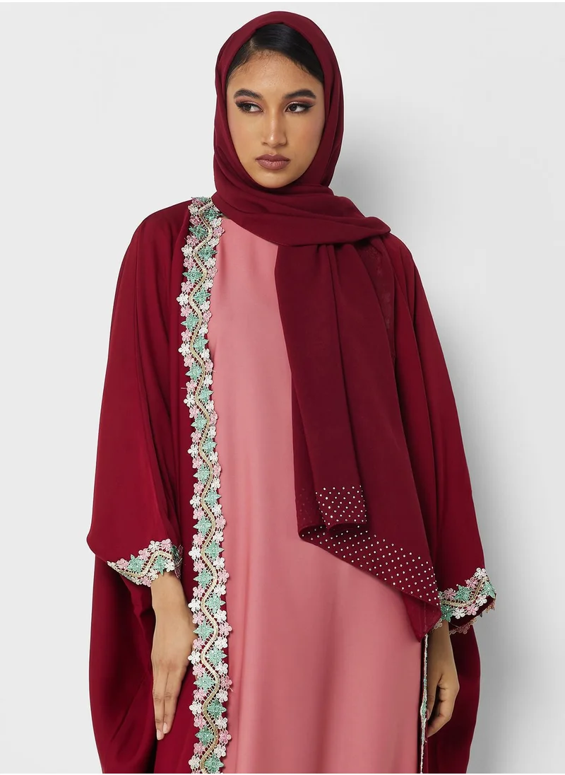 خزانة Embroidered Detail Abaya With Inner