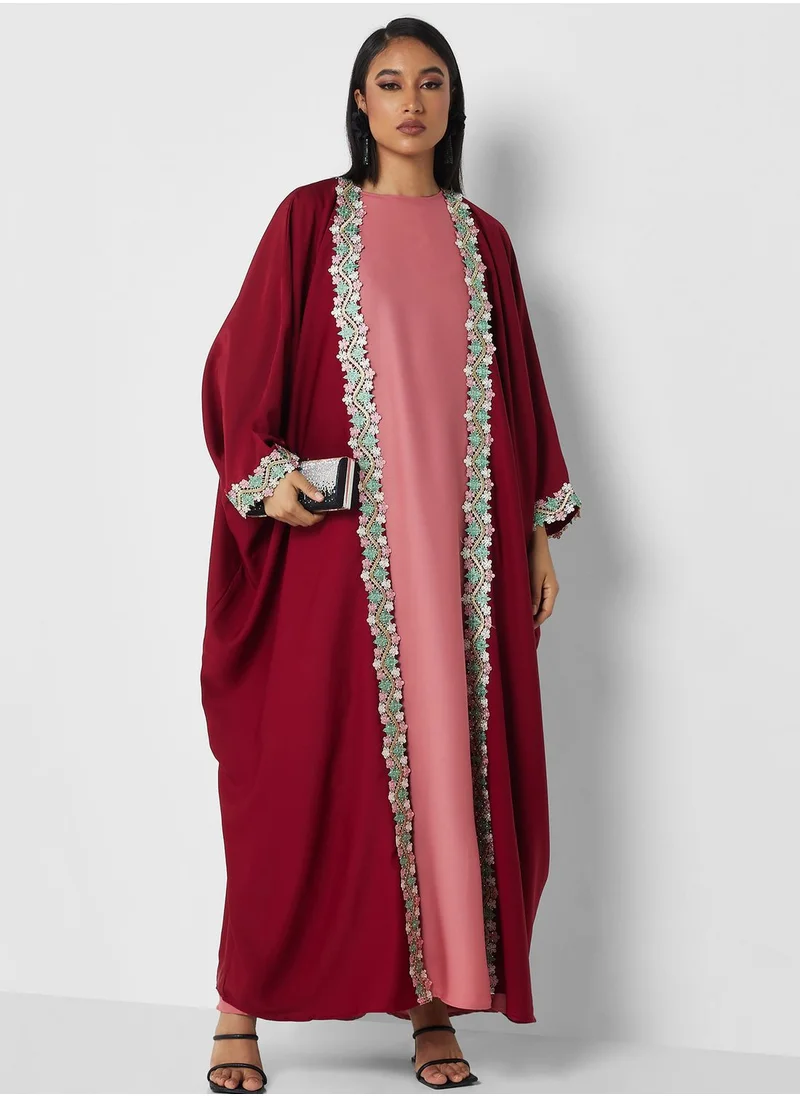 خزانة Embroidered Detail Abaya With Inner