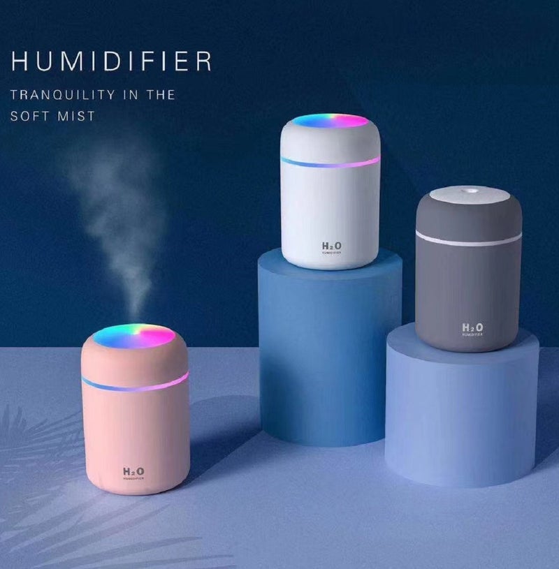 H2O 2-Piece Portable Mini Humidifier & 10ml Gardenia Essential Oil Set - 180ml USB Diffuser with RGB LED Light - Image 2