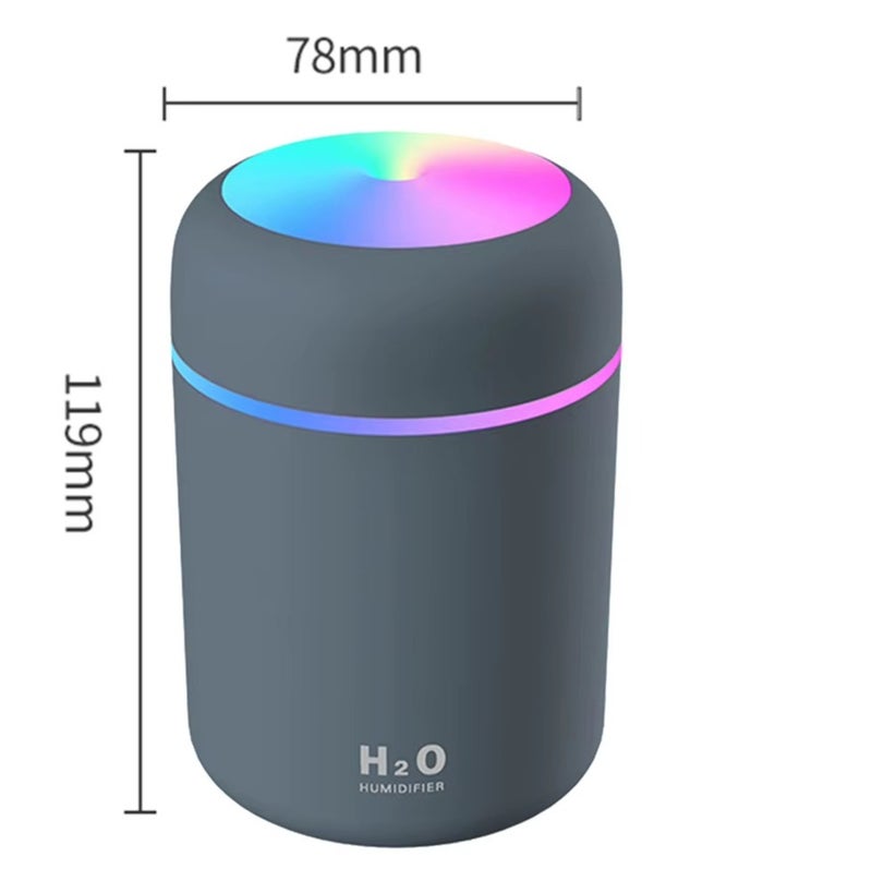 H2O 2-Piece Portable Mini Humidifier & 10ml Gardenia Essential Oil Set - 180ml USB Diffuser with RGB LED Light - Image 4