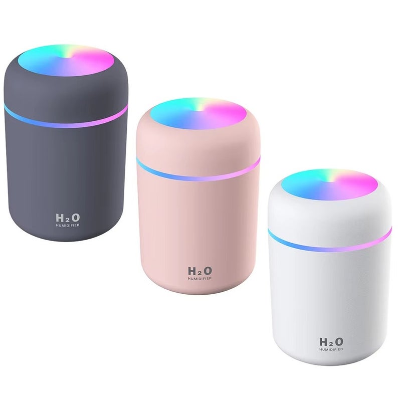 H2O 2-Piece Portable Mini Humidifier & 10ml Gardenia Essential Oil Set - 180ml USB Diffuser with RGB LED Light - Image 3