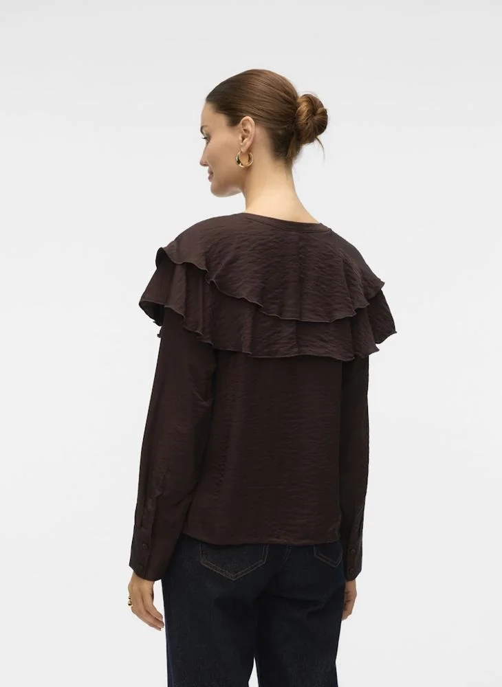 VERO MODA Vmlizzi Ruffle Detail Long Sleeve Top