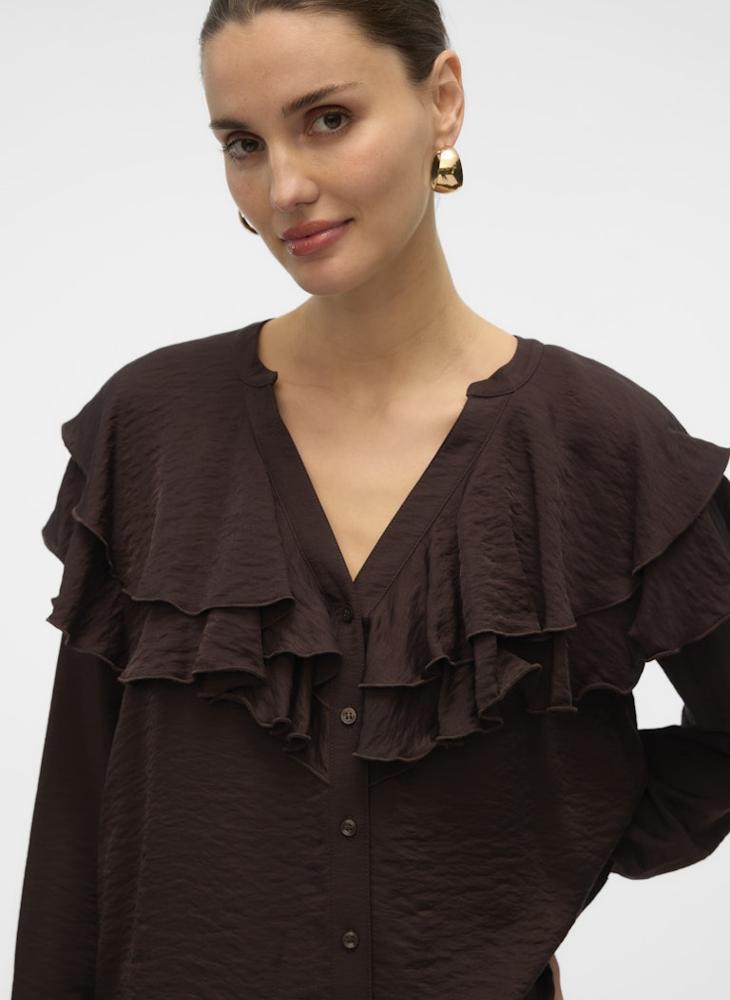 فيرو مودا توب بأكمام طويلة وتفاصيل مكشكشة - Image 4