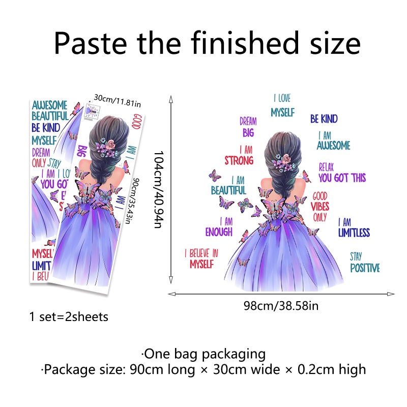 iMagitek Butterfly Girl Wall Decals  Colorful Butterflies with Motivational Lettering Quotes Wall Stickers for Girls Baby Nursery Bedroom Playroom - Image 2