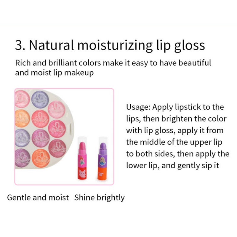 Real Makeup Palette for Girls Washable Makeup Kit Children's Cosmetics Play Kit Non Girls Make up Set - Image 4