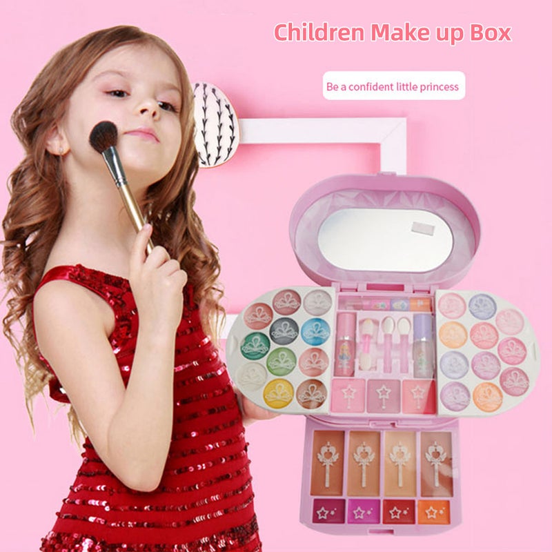Real Makeup Palette for Girls Washable Makeup Kit Children's Cosmetics Play Kit Non Girls Make up Set - Image 1