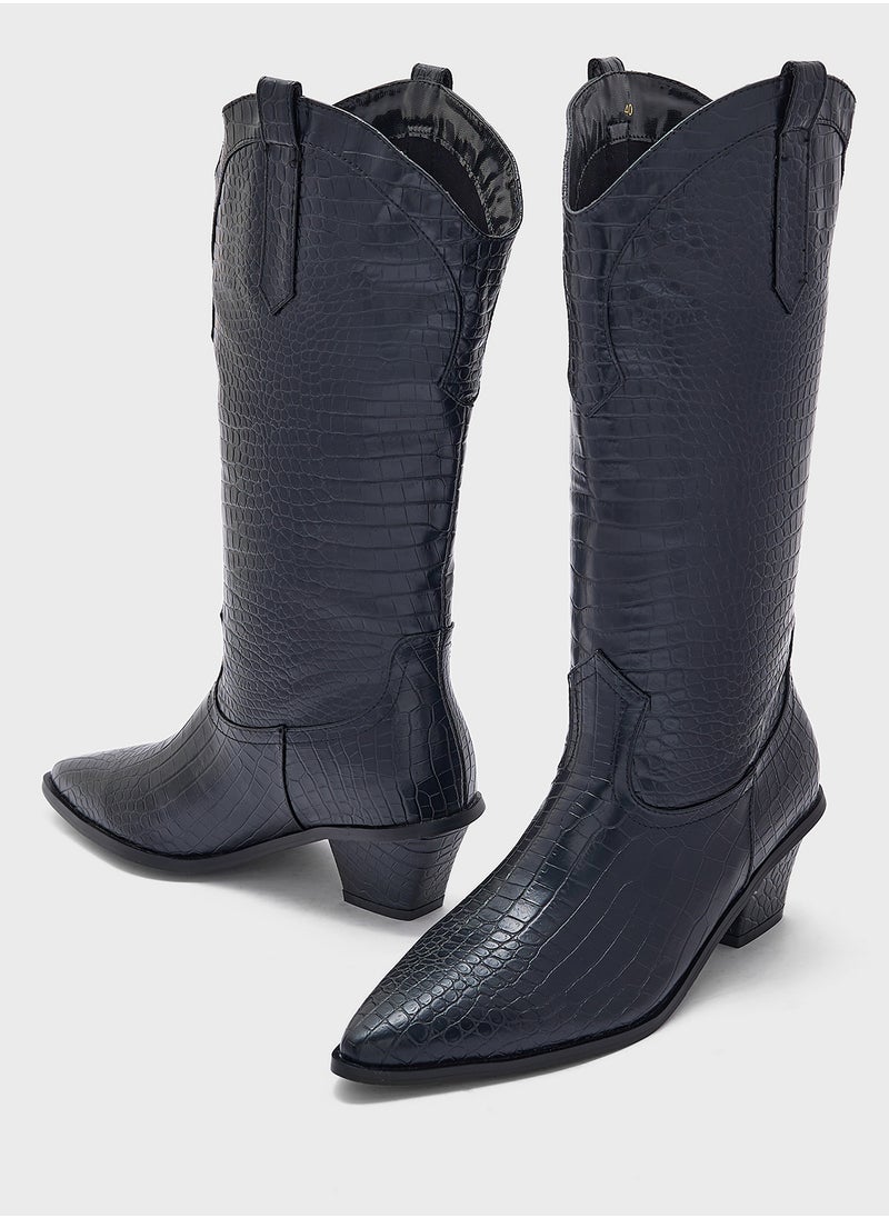 Tapered Heel Pointy Croc Knee Length Boot - pzsku/Z9E837C3A98431E0ADBE7Z/45/_/1729233416/d3ca2be5-d64b-412e-a920-590a5a471149