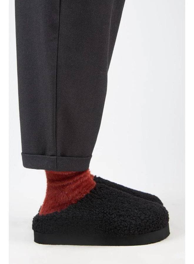 Manijero  (Orlina) Women's Tedy Sabo Platform Black Slippers. for Women | Best Price UAE