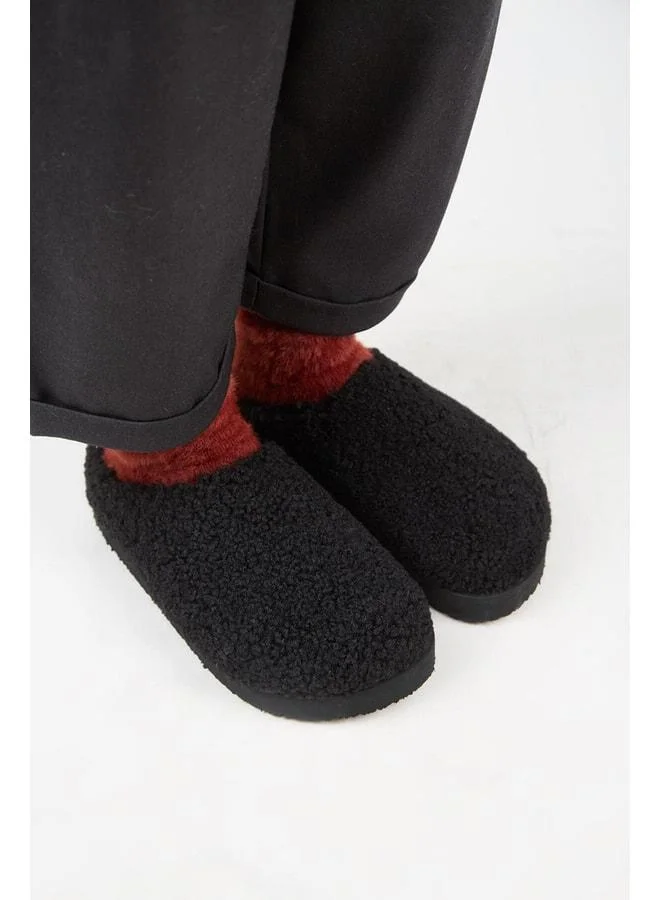 Manijero  (Orlina) Women's Tedy Sabo Platform Black Slippers. for Women | Best Price UAE