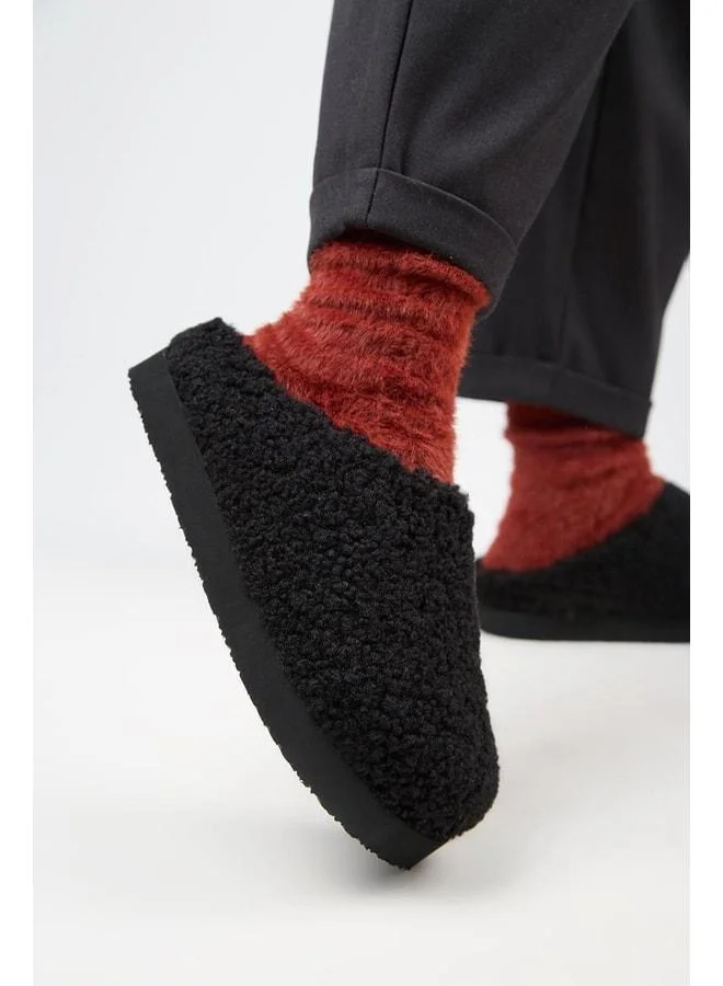 (Orlina) Women's Tedy Sabo Platform Black Slippers.
