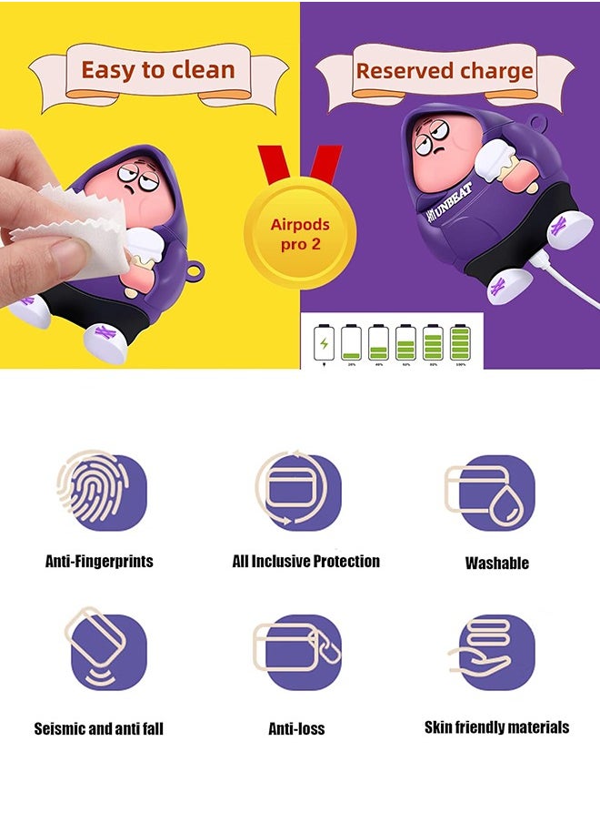 Undefined - Bluetooth Headset Air Pods Pro 2 Generation Protective Case - SpongeBob SquarePants Protective Case - Silicone Drop Resistant Waterproof Case - Purple - Image 1