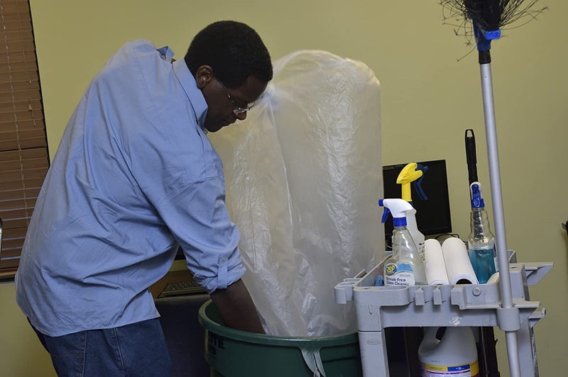 Aluf Plastics أكياس القمامة عالية الكثافة من ألوف بلاستيك، 10 جالون، 1000 قطعة، 6 ميكرون (مكافئ)، 24" × 24"، شفافة، للحمام، المكتب، الصناعي، التجاري، التنظيف، البلدي، إعادة التدوير - Image 5