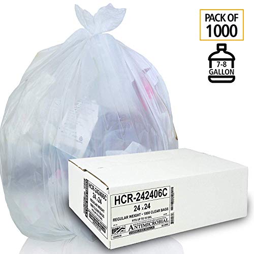 Aluf Plastics أكياس القمامة عالية الكثافة من ألوف بلاستيك، 10 جالون، 1000 قطعة، 6 ميكرون (مكافئ)، 24" × 24"، شفافة، للحمام، المكتب، الصناعي، التجاري، التنظيف، البلدي، إعادة التدوير - Image 3