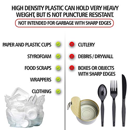 Aluf Plastics أكياس القمامة عالية الكثافة من ألوف بلاستيك، 10 جالون، 1000 قطعة، 6 ميكرون (مكافئ)، 24" × 24"، شفافة، للحمام، المكتب، الصناعي، التجاري، التنظيف، البلدي، إعادة التدوير - Image 4