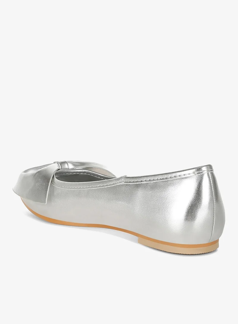 London Rag Silver Metallic Pleather Bow Ballerinas in Silver for Women | Best Price UAE