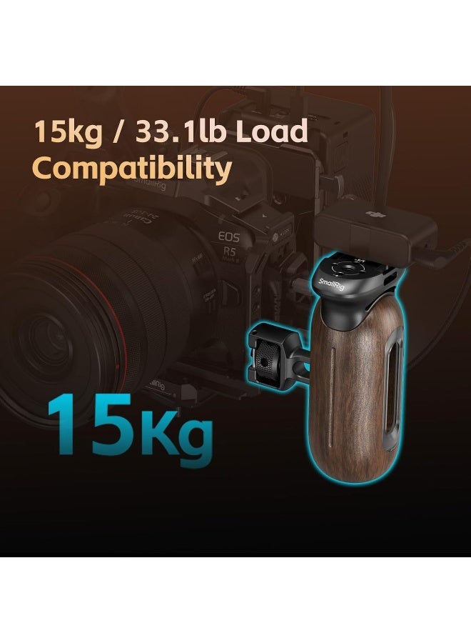 SMALLRIG Wooden Side Handle for Camera Cages with Two-in-One Locating Screw, Left or Right Side Ergonomic Handgrip, 29mm / 1.14in Vertical Adjustment, 15kg / 33.1lb Load Capacity - Image 5