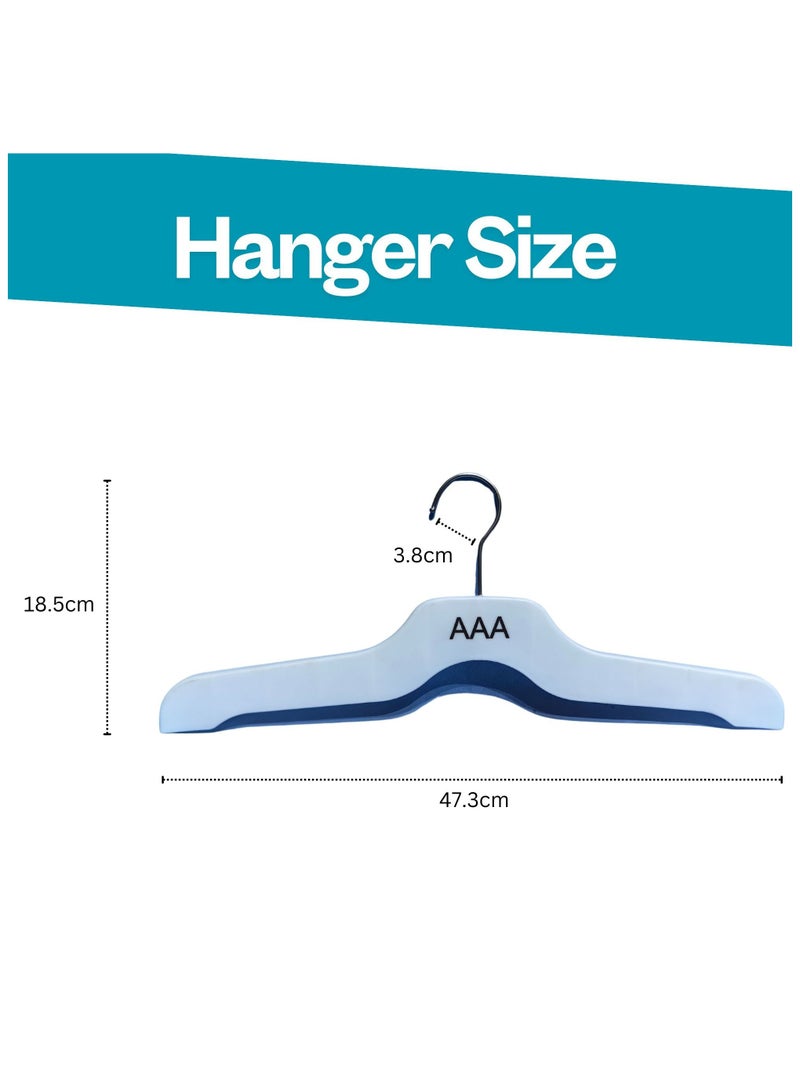 ORTUK 12 Pack Plastic Clothes Hangers, Heavy Duty Hangers Detachable 360° Rotating Swivel Hook, Non Slip Wide Shoulder Plastic Hangers, Space Saving for Jackets, Shirts, Dresses, Sweaters, Cashmere 47x18 cm - Image 2