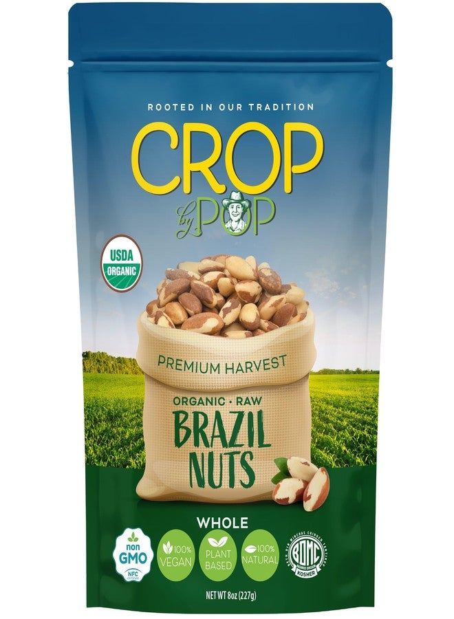 Nut Cravings CROP BY POP - Organic Raw Brazil Nuts (8oz - 1 Pack) Packed Fresh in Resealable Bag - USDA Organic, Non GMO - Naturally Grown, Vegan, Kosher - Image 1