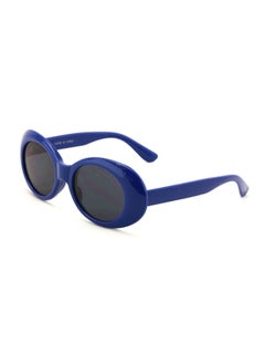 V.W.E. Vintage Sunglasses Uv400 Bold Retro Oval Mod Thick Frame Sunglasses Clout Goggles With Dark Round Lens (Blue)  - Image 1