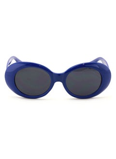 V.W.E. Vintage Sunglasses Uv400 Bold Retro Oval Mod Thick Frame Sunglasses Clout Goggles With Dark Round Lens (Blue)  - Image 2
