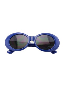 V.W.E. Vintage Sunglasses Uv400 Bold Retro Oval Mod Thick Frame Sunglasses Clout Goggles With Dark Round Lens (Blue)  - Image 3