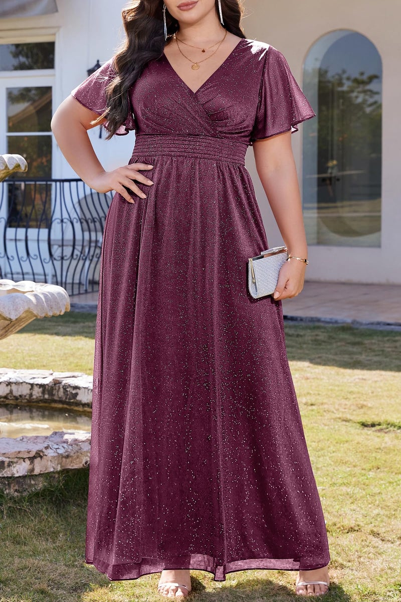 Talisea Purple Dress for Women Plus Size Formal Gowns Mother of The Bride Wedding Guest Holiday Sparkly Prom Long Maxi Dress - Image 4