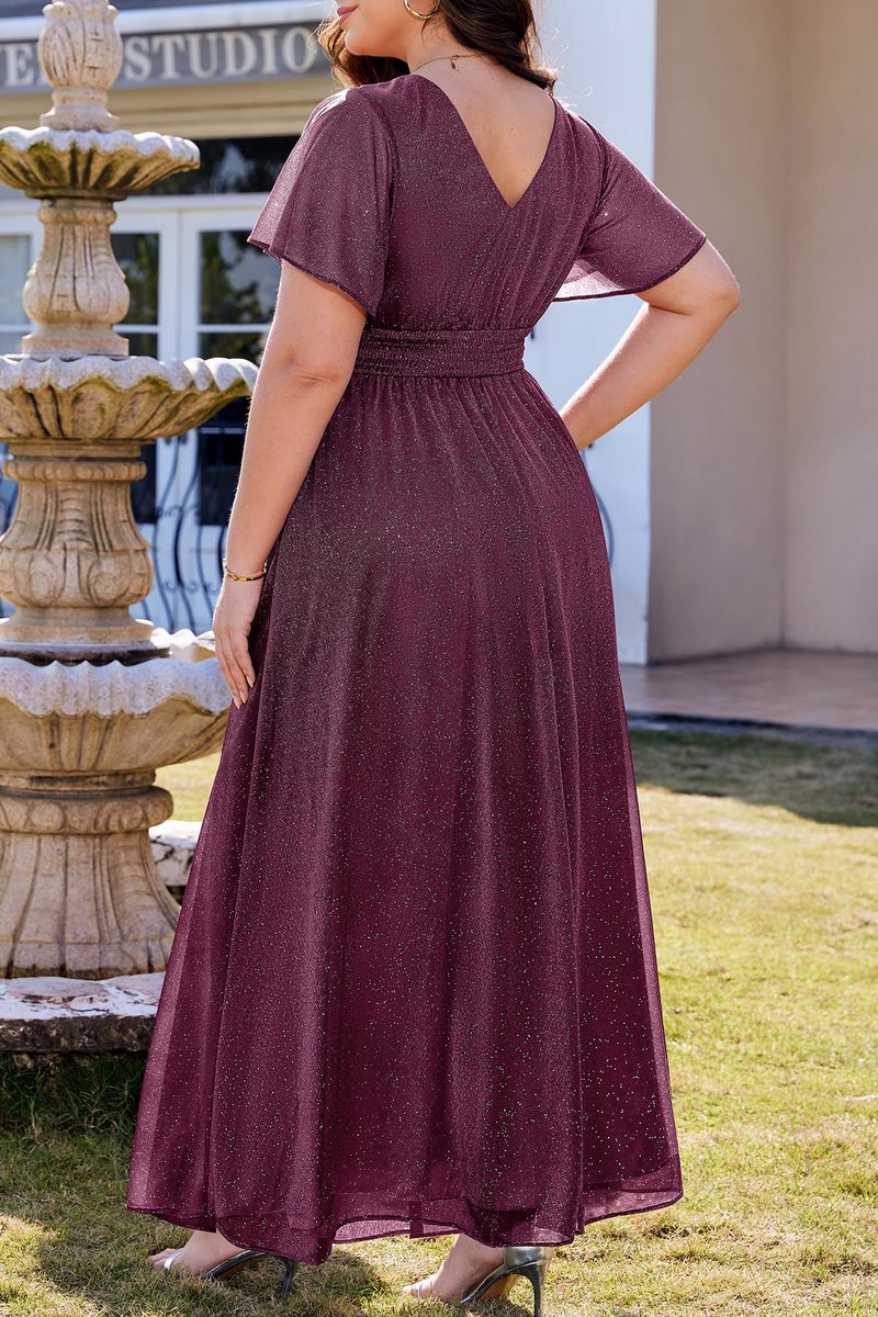 Talisea Purple Dress for Women Plus Size Formal Gowns Mother of The Bride Wedding Guest Holiday Sparkly Prom Long Maxi Dress - Image 5
