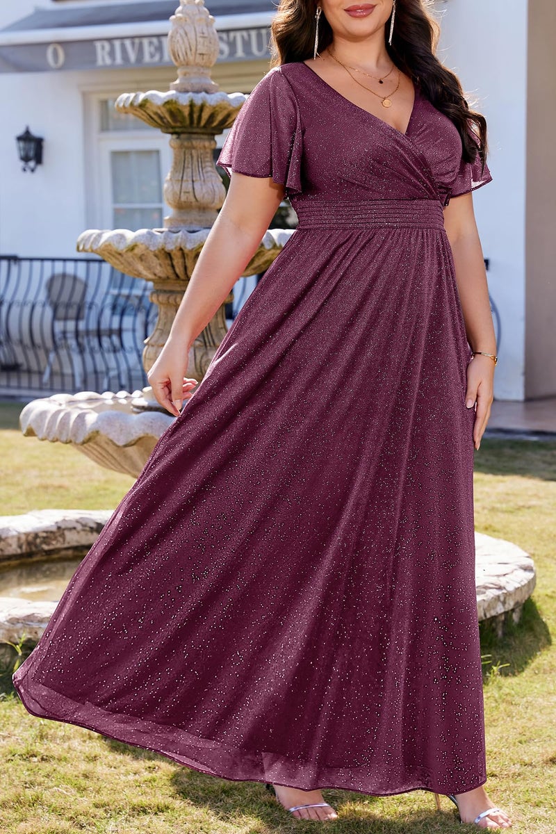Talisea Purple Dress for Women Plus Size Formal Gowns Mother of The Bride Wedding Guest Holiday Sparkly Prom Long Maxi Dress - Image 3