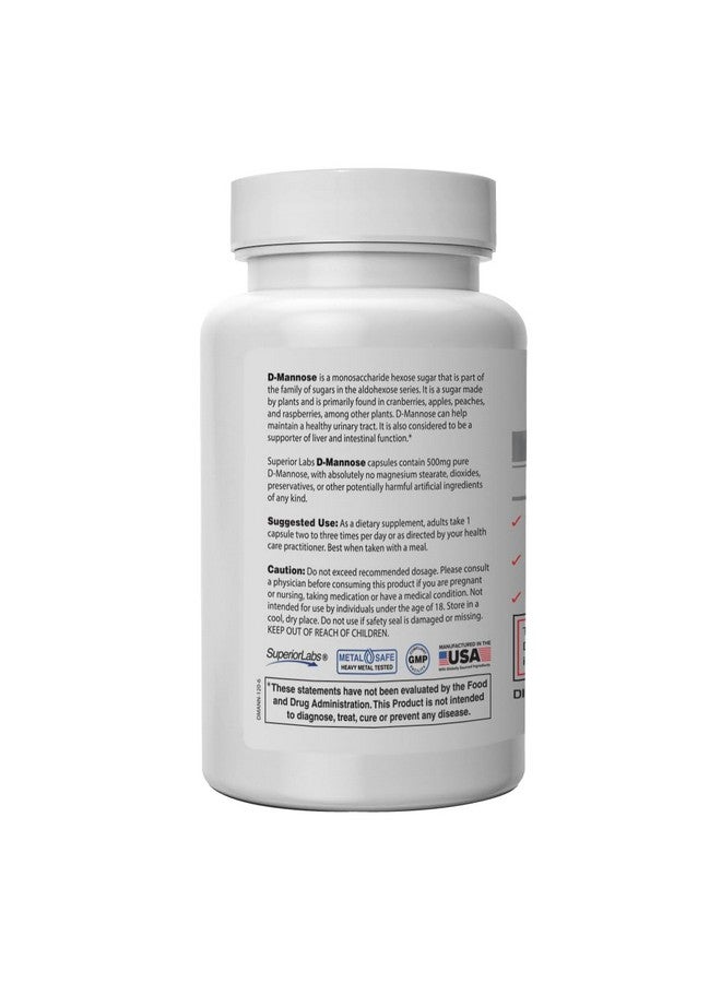 Superior Labs - Best D-Mannose NonGMO Dietary Supplement - 500mg, 120 Vegetable Capsules - Powerful Prebiotic - Boosts Urinary Tract Health - Supports Digestive Health & Liver Function - Image 2