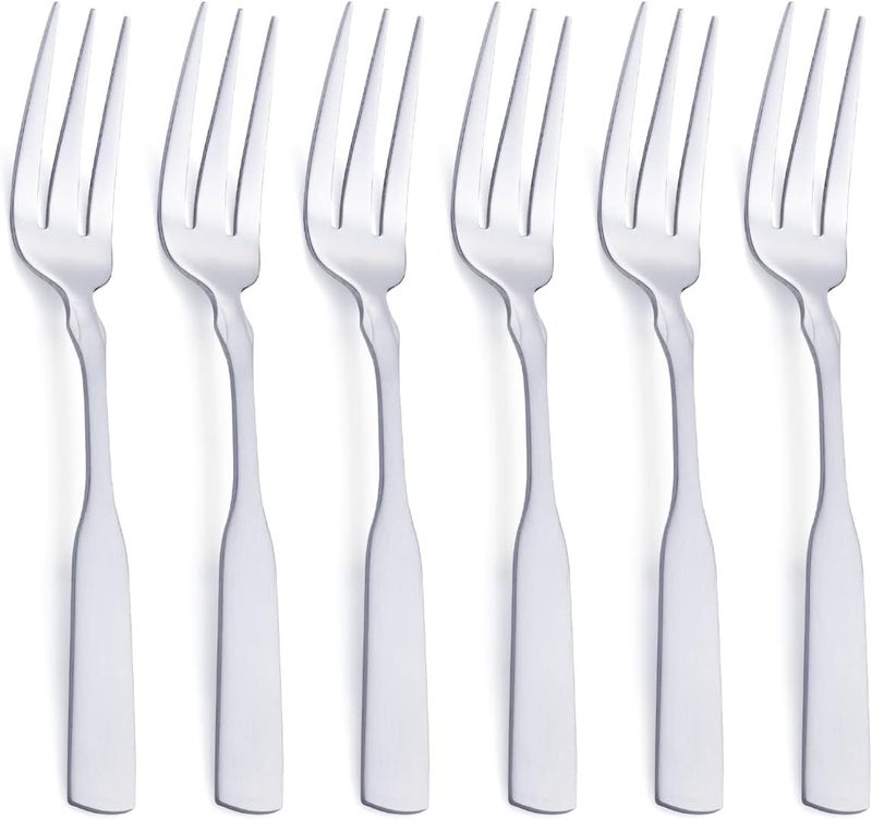 FULLYWARE 3Tine Fork Stainless Steel 76 Dinner Silverware Fork Metal Cocktail Dessert Forks 6Piece - Image 1
