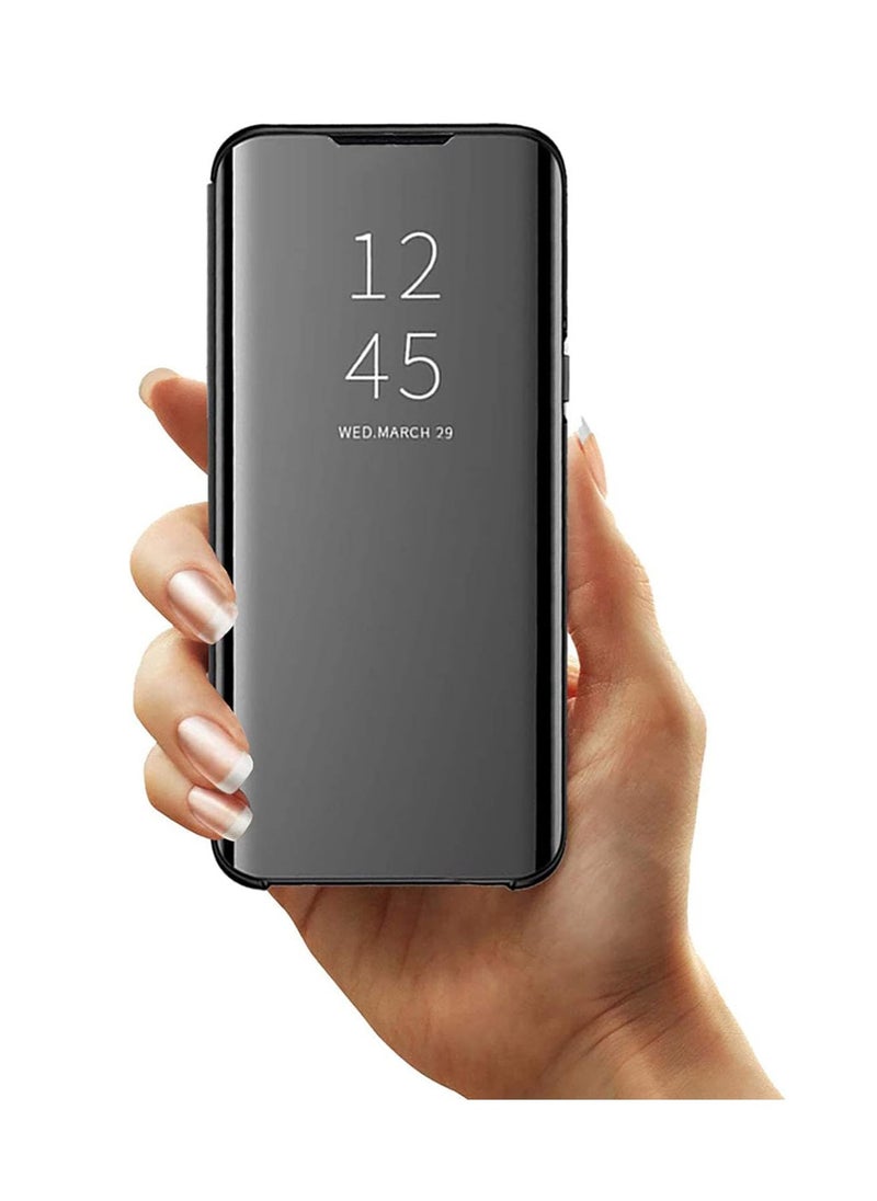 Generic - For Samsung Galaxy A50 / A50s Clear View Flip Case , Without Sensor , Stand Watching Position , Mirror Full Protection Cover Compatible With Samsung Galaxy A50 / A50s (6.4'') (Black) - Image 1