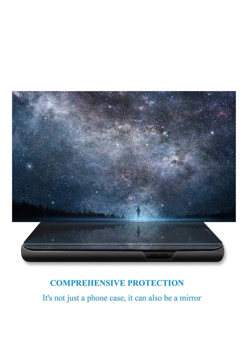 Generic - For Samsung Galaxy A50 / A50s Clear View Flip Case , Without Sensor , Stand Watching Position , Mirror Full Protection Cover Compatible With Samsung Galaxy A50 / A50s (6.4'') (Black) - Image 1