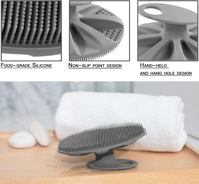 Innerneed Soft Silicone Body Cleansing Brush Shower Scrubber, Gentle Exfoliating and Massage for All Kinds of Skin (Gray) - Image 4